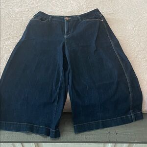 Dark Blue Wide-Leg Denim Culottes